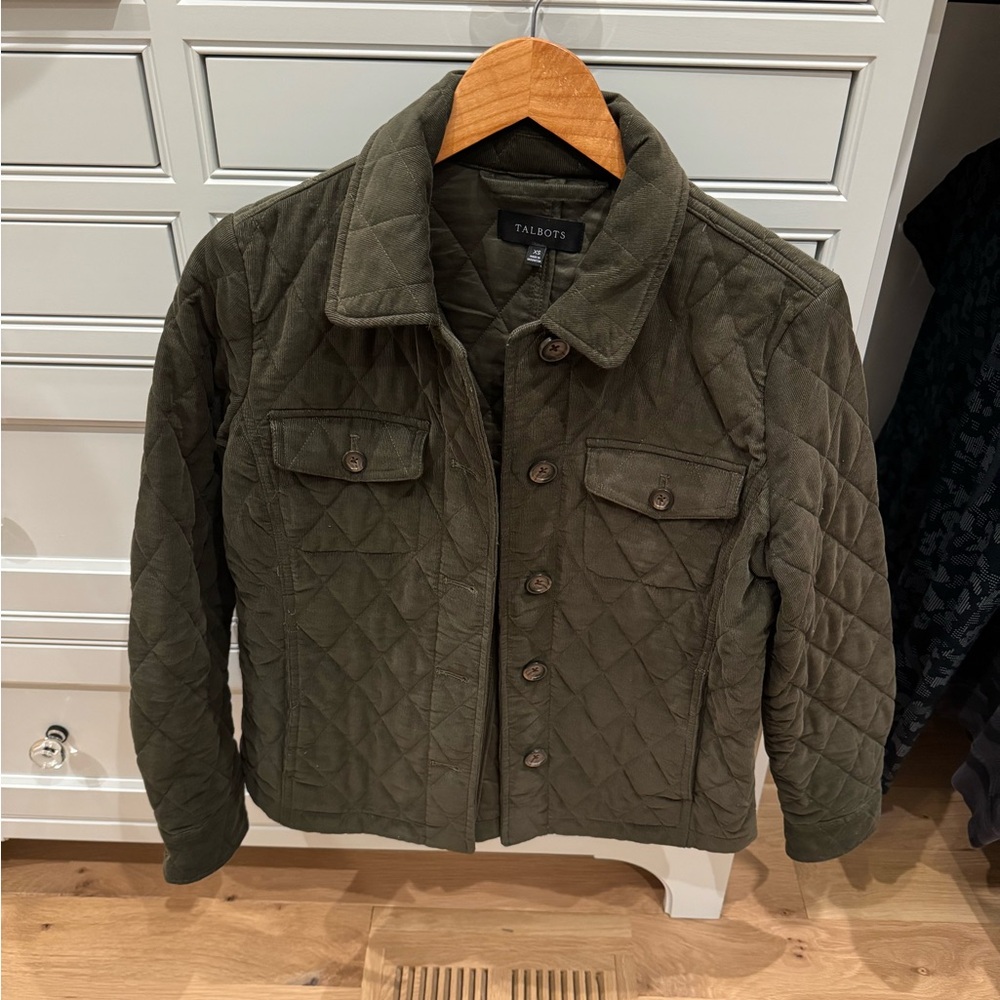 Talbots Women's Olive Quilted Shirt Jacket